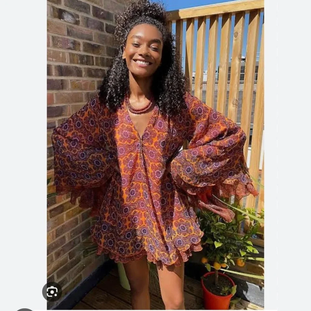 Free People Orange and Purple Tunic - Picture 7 of 9